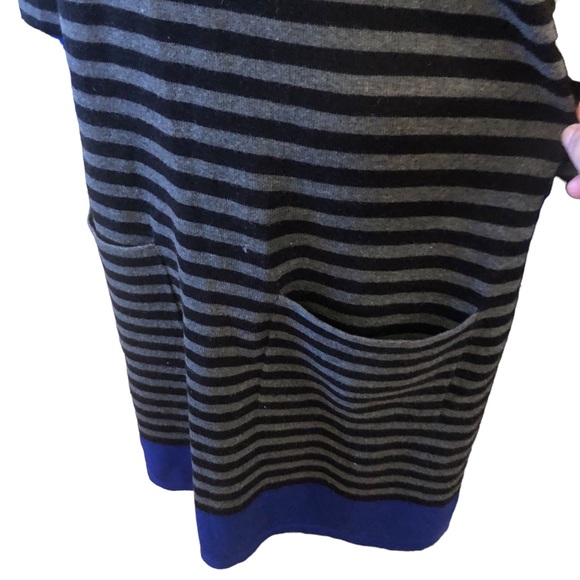 Jessica Howard Blue Trimmed Striped Dress size Medium - Picture 4 of 9